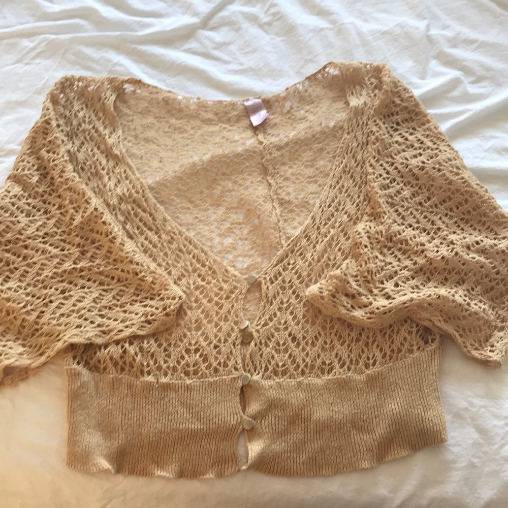 Calypso tan crochet summer cardigan